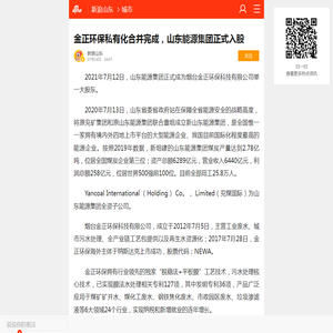 金正环保私有化合并完成，山东能源集团正式入股_手机新浪网